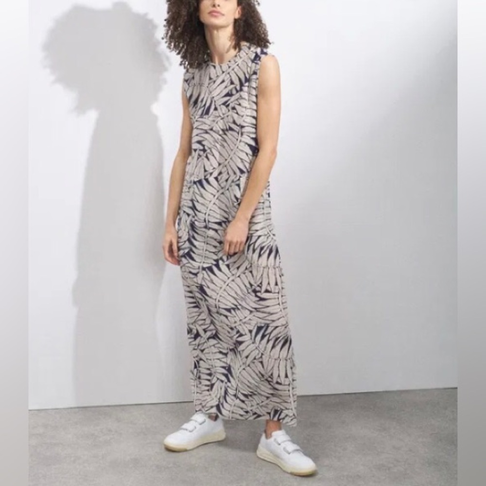 Raey 100% Silk Crepe de Chine Fern Print Maxi Dress Made in the UK Size 10